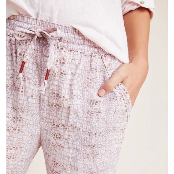 Anthropologie Orana Printed Jogger Pants Small Pink Pull On Snake Print Joggers - Picture 3 of 8